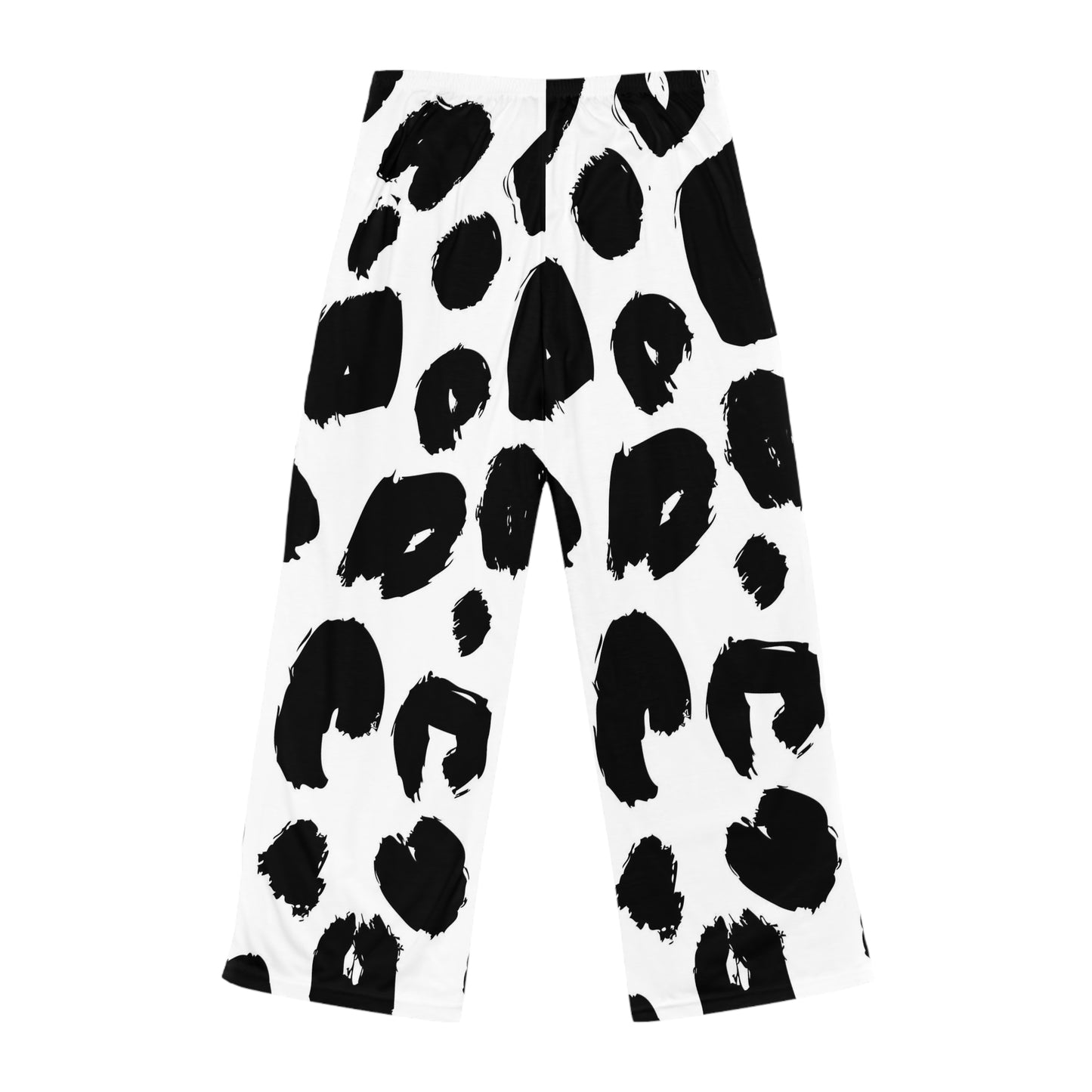 Black Brushstroke Leopard Women's Pajama Pants - Cozy Wide-Leg Loungewear
