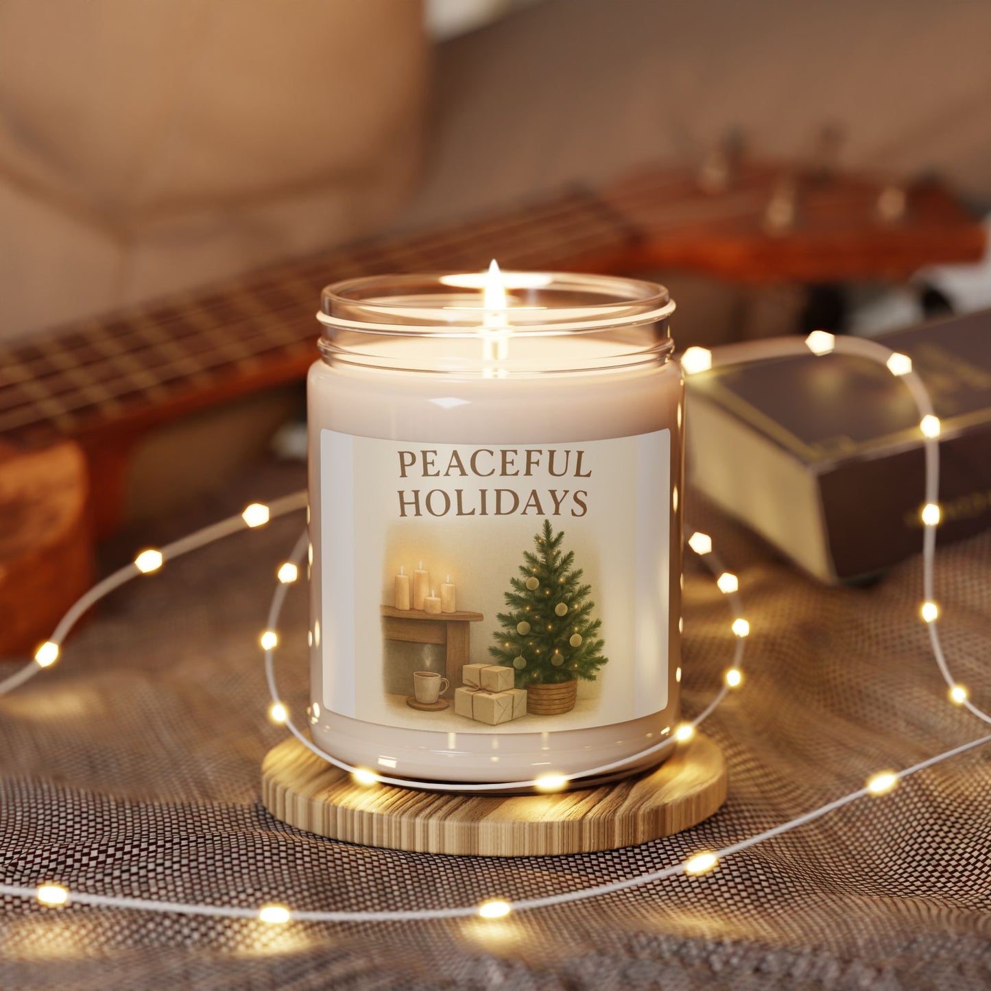 Peaceful Holidays Scented Soy Candle — 9oz Christmas Tree & Cozy Mantel Fragrance