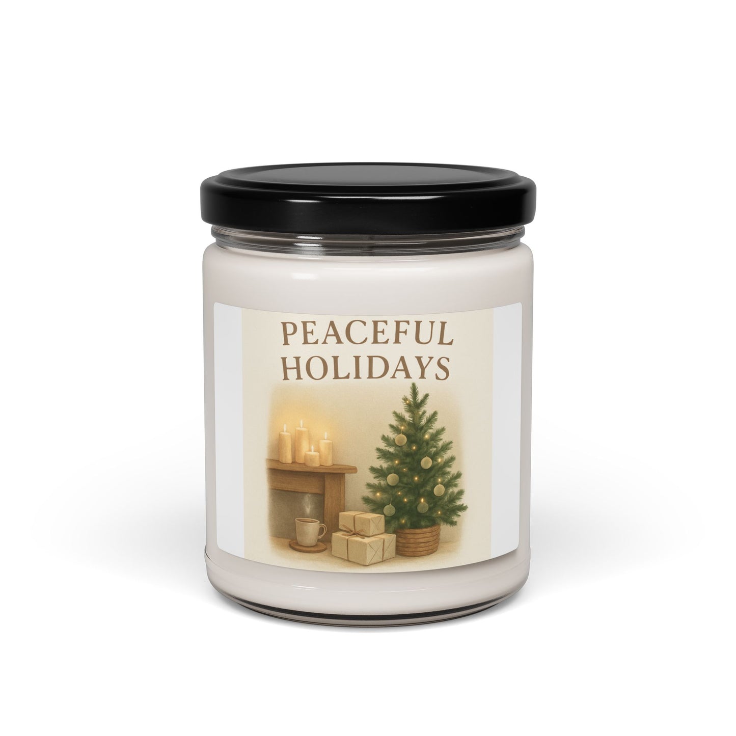 Peaceful Holidays Scented Soy Candle — 9oz Christmas Tree & Cozy Mantel Fragrance