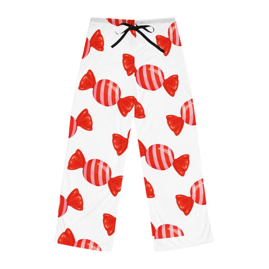 Candy Print Pajama Pants — Red Wrapped Candy All-Over Print Sleep Lounge Pants