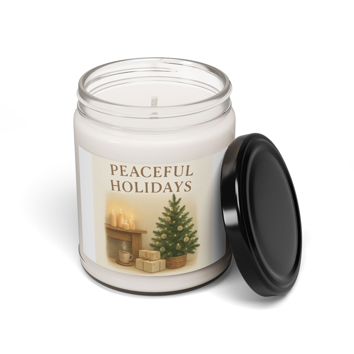Peaceful Holidays Scented Soy Candle — 9oz Christmas Tree & Cozy Mantel Fragrance